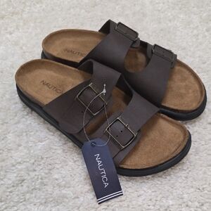 NWT Nautica Dark Brown Slide Sandals